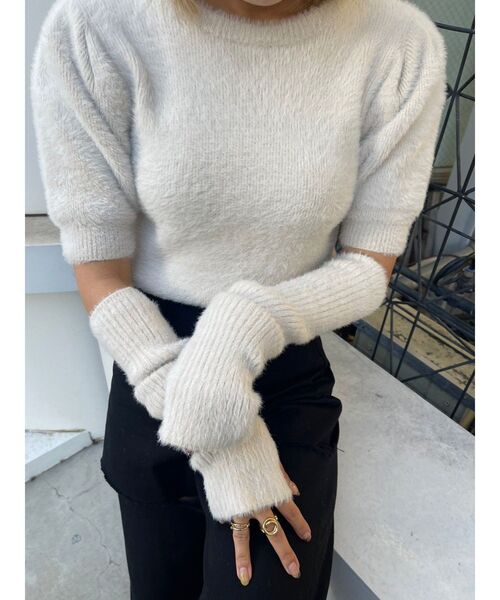 EVRIS（エヴリス）の「ファンシーヤーンアームウォーマーニットトップス（ニット/セーター・レディース・ブラック/パープル/アイボリー・FREE）」の11枚目の写真