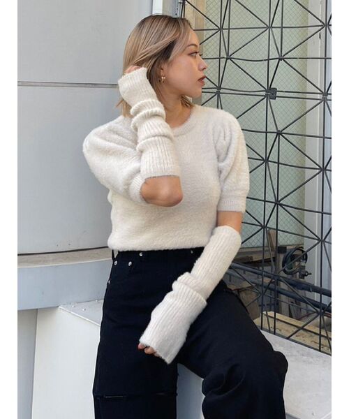 EVRIS（エヴリス）の「ファンシーヤーンアームウォーマーニットトップス（ニット/セーター・レディース・ブラック/パープル/アイボリー・FREE）」の18枚目の写真