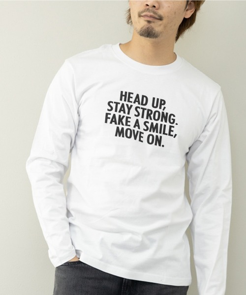 STYLEBLOCK（スタイルブロック）の「プリントロングTシャツ（Tシャツ/カットソー・メンズ・ネイビー/ホワイト系その他2/ホワイト/ベージュ/ホワイト系その他/ブラック系その他/カーキ/ブラック/サックスブルー・M/L/LL）」の3枚目の写真