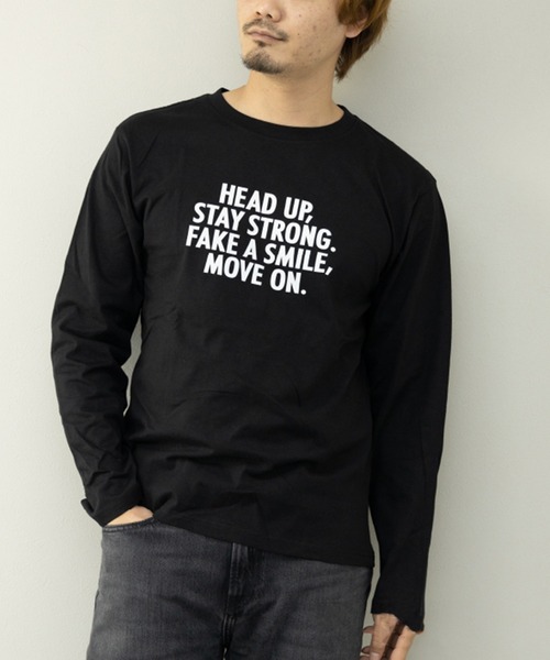 STYLEBLOCK（スタイルブロック）の「プリントロングTシャツ（Tシャツ/カットソー・メンズ・ネイビー/ホワイト系その他2/ホワイト/ベージュ/ホワイト系その他/ブラック系その他/カーキ/ブラック/サックスブルー・M/L/LL）」の6枚目の写真