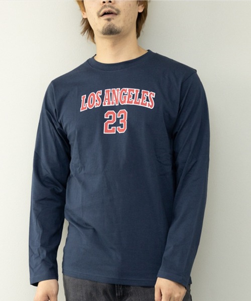 STYLEBLOCK（スタイルブロック）の「プリントロングTシャツ（Tシャツ/カットソー・メンズ・ネイビー/ホワイト系その他2/ホワイト/ベージュ/ホワイト系その他/ブラック系その他/カーキ/ブラック/サックスブルー・M/L/LL）」の8枚目の写真