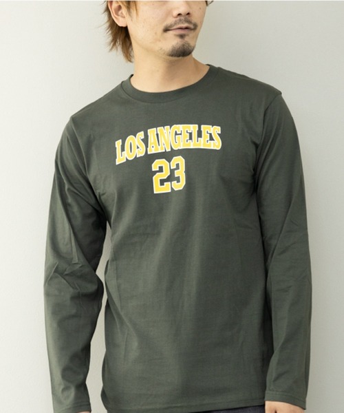 STYLEBLOCK（スタイルブロック）の「プリントロングTシャツ（Tシャツ/カットソー・メンズ・ネイビー/ホワイト系その他2/ホワイト/ベージュ/ホワイト系その他/ブラック系その他/カーキ/ブラック/サックスブルー・M/L/LL）」の7枚目の写真