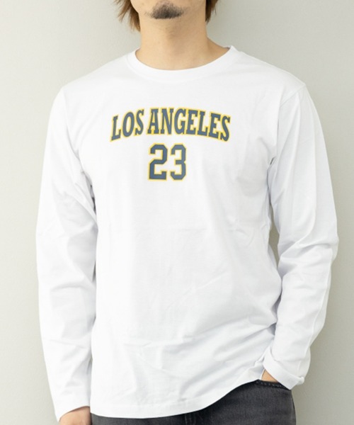 STYLEBLOCK（スタイルブロック）の「プリントロングTシャツ（Tシャツ/カットソー・メンズ・ネイビー/ホワイト系その他2/ホワイト/ベージュ/ホワイト系その他/ブラック系その他/カーキ/ブラック/サックスブルー・M/L/LL）」の4枚目の写真