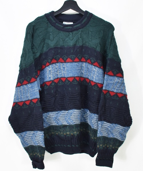 【ヴィンテージ古着】90´s Sovrano ボーダーデザイン ウールニット