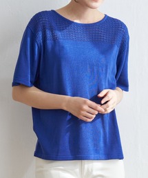 ikka（イッカ）の「透かし編み切り替えニットプルオーバー（ニット/セーター）」