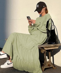 Dalfwin（ダールフィン）の「韓国ファッションティアードスウェットロングワンピース（ワンピース）」