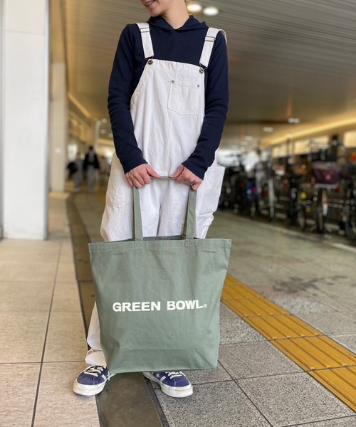 OLD BETTY'S(オールドベティーズ)の「Canvas Tote BAG(L)(トートバッグ・レディース・ブルーグレー/モスグリーン系・L)」の3枚目の写真