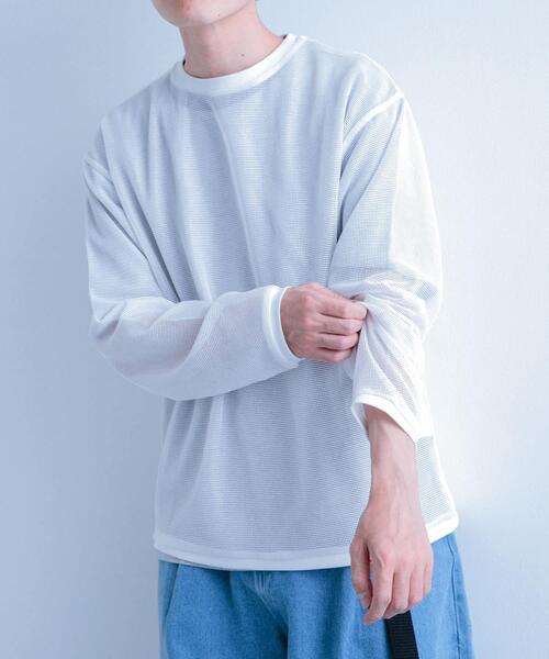 ITEMS URBANRESEARCH(アイテムズ アーバンリサーチ)の「メッシュトップス+Tシャツ レイヤードセット(Tシャツ/カットソー・メンズ・グリーン系その他/ブラック系その他/グレー系その他・MEDIUM/LARGE)」の3枚目の写真