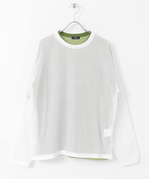 ITEMS URBANRESEARCH(アイテムズ アーバンリサーチ)の「メッシュトップス+Tシャツ レイヤードセット(Tシャツ/カットソー・メンズ・グリーン系その他/ブラック系その他/グレー系その他・MEDIUM/LARGE)」の1枚目の写真