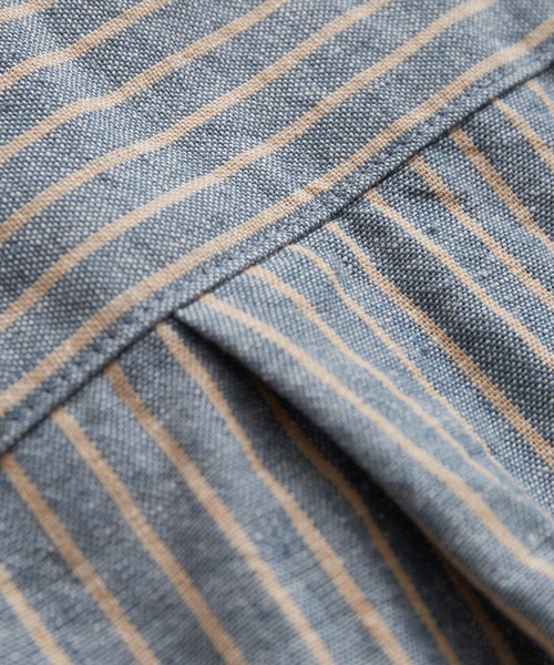 ADAM ET ROPE'(アダムエロペ)の「《FINAL PRICE》【WEB限定】麻混 ストライプ オープンカラー ワーク シャツ / 半袖 / ボックス ワイド / ユニセックス(シャツ/ブラウス・メンズ・ブラック/ベージュ/ブルー・M/L)」の10枚目の写真