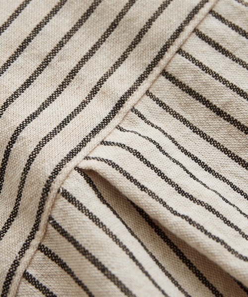 ADAM ET ROPE'(アダムエロペ)の「《FINAL PRICE》【WEB限定】麻混 ストライプ オープンカラー ワーク シャツ / 半袖 / ボックス ワイド / ユニセックス(シャツ/ブラウス・メンズ・ブラック/ベージュ/ブルー・M/L)」の7枚目の写真