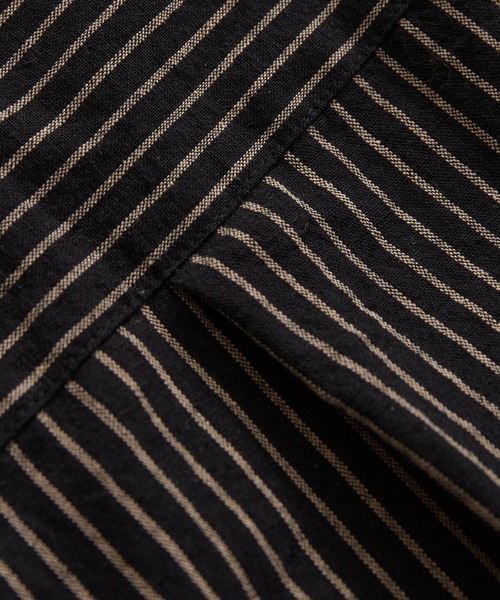 ADAM ET ROPE'(アダムエロペ)の「《FINAL PRICE》【WEB限定】麻混 ストライプ オープンカラー ワーク シャツ / 半袖 / ボックス ワイド / ユニセックス(シャツ/ブラウス・メンズ・ブラック/ベージュ/ブルー・M/L)」の11枚目の写真