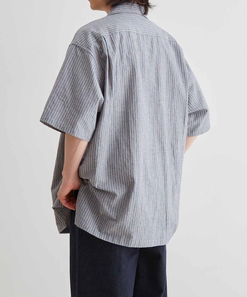 アダムエロペ　完売　ドット柄Dカンカラーブラウス　ホワイト　匿名配送 セール】《FINAL PRICE》【WEB限定】麻混 ストライプ オープン