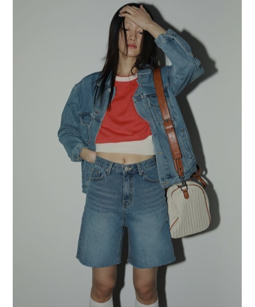 AMAIL(アマイル)の「Half cutting denim(デニムパンツ・レディース・ブルー・S/M)」の2枚目の写真