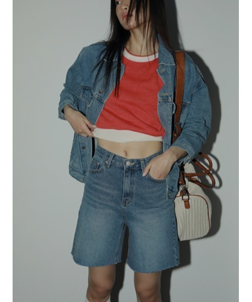 AMAIL(アマイル)の「Half cutting denim(デニムパンツ・レディース・ブルー・S/M)」の3枚目の写真