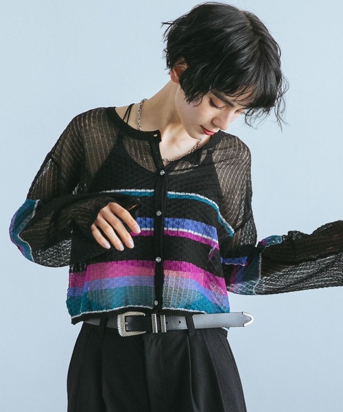 PAGEBOY（ページボーイ）の「シアーショートカーディガン（カーディガン/ボレロ・レディース・ホワイト系その他/ブラック系その他/オフホワイト・FREE）」の8枚目の写真