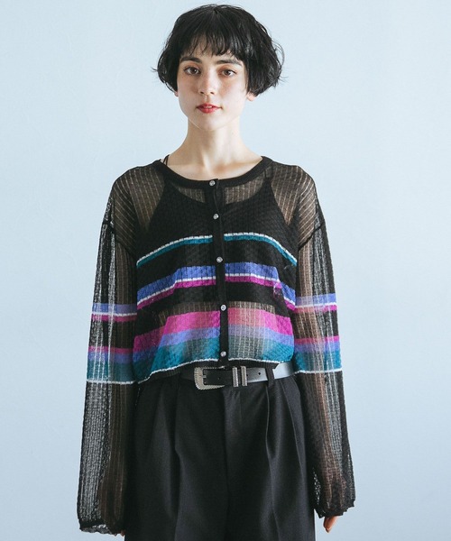 PAGEBOY（ページボーイ）の「シアーショートカーディガン（カーディガン/ボレロ・レディース・ホワイト系その他/ブラック系その他/オフホワイト・FREE）」の5枚目の写真