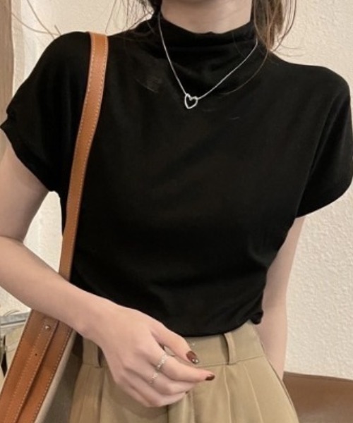 Ada.（エイダ）の「韓国ファッション 秋も大活躍アイテム！ もっちり柔らか！ フレンチスリーブ スムース カットソー 韓国 トップス（Tシャツ/カットソー・レディース・ブラック/ブラウン/ホワイト・FREE）」の3枚目の写真