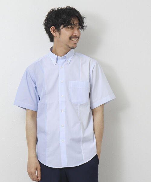 NOLLEY'S goodman(ノーリーズグッドマン)の「T/Cクロス 切り替え半袖BDシャツ(シャツ/ブラウス・メンズ・ネイビー/ブルー・S/M/L)」の14枚目の写真