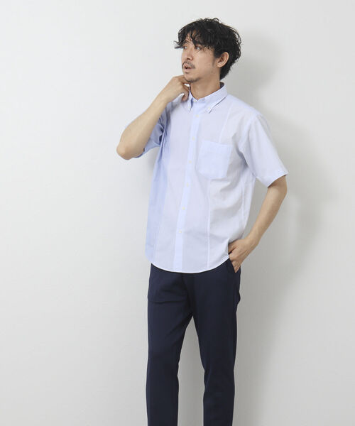 NOLLEY'S goodman(ノーリーズグッドマン)の「T/Cクロス 切り替え半袖BDシャツ(シャツ/ブラウス・メンズ・ネイビー/ブルー・S/M/L)」の9枚目の写真