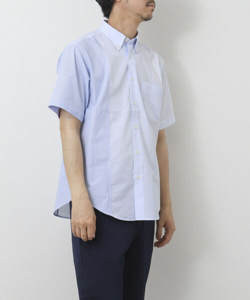 NOLLEY'S goodman(ノーリーズグッドマン)の「T/Cクロス 切り替え半袖BDシャツ(シャツ/ブラウス・メンズ・ネイビー/ブルー・S/M/L)」の3枚目の写真