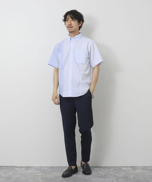 NOLLEY'S goodman(ノーリーズグッドマン)の「T/Cクロス 切り替え半袖BDシャツ(シャツ/ブラウス・メンズ・ネイビー/ブルー・S/M/L)」の12枚目の写真