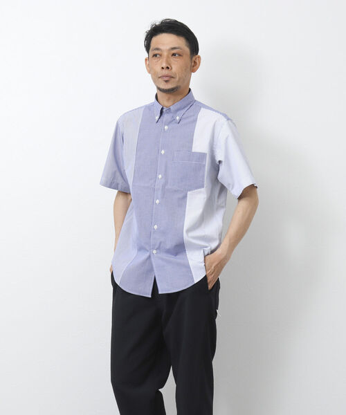 NOLLEY'S goodman(ノーリーズグッドマン)の「T/Cクロス 切り替え半袖BDシャツ(シャツ/ブラウス・メンズ・ネイビー/ブルー・S/M/L)」の7枚目の写真