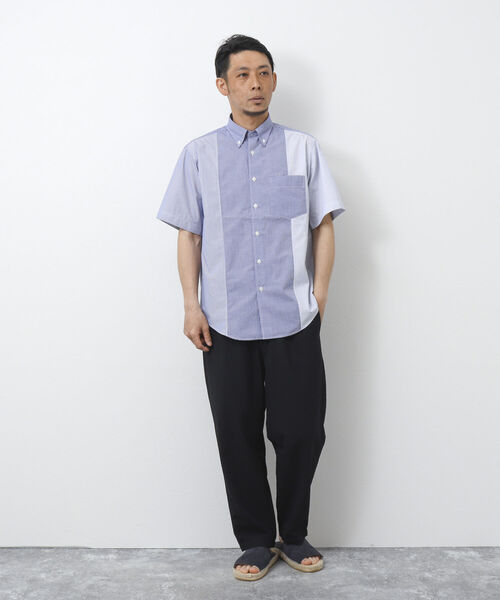 NOLLEY'S goodman(ノーリーズグッドマン)の「T/Cクロス 切り替え半袖BDシャツ(シャツ/ブラウス・メンズ・ネイビー/ブルー・S/M/L)」の4枚目の写真