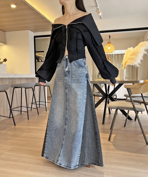 Jewelobe（ジュエローブ）の「ワイドカラージップアップトレーナー（ブルゾン・レディース・ホワイト/ブラック・FREE）」の7枚目の写真