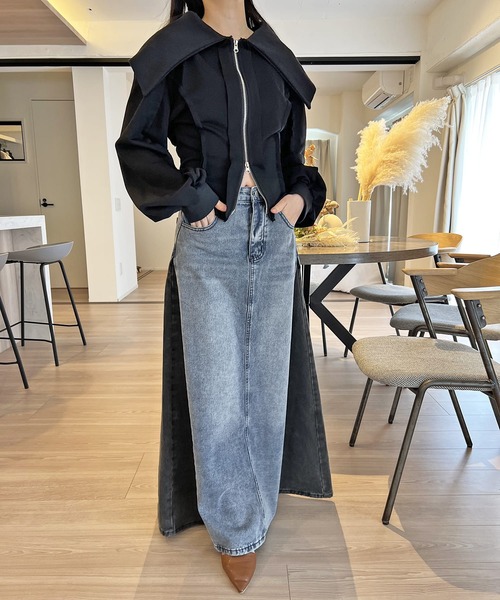 Jewelobe（ジュエローブ）の「ワイドカラージップアップトレーナー（ブルゾン・レディース・ホワイト/ブラック・FREE）」の15枚目の写真