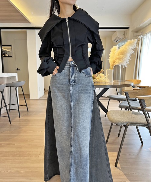 Jewelobe（ジュエローブ）の「ワイドカラージップアップトレーナー（ブルゾン・レディース・ホワイト/ブラック・FREE）」の22枚目の写真