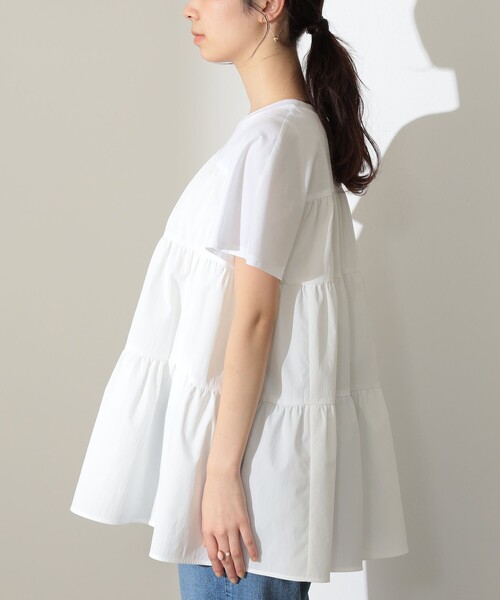 Demi-Luxe BEAMS コンビ ティアード プルオーバー LATTE色 Demi-Luxe BEAMS（デミルクス ビームス）の「コンビ ティアード