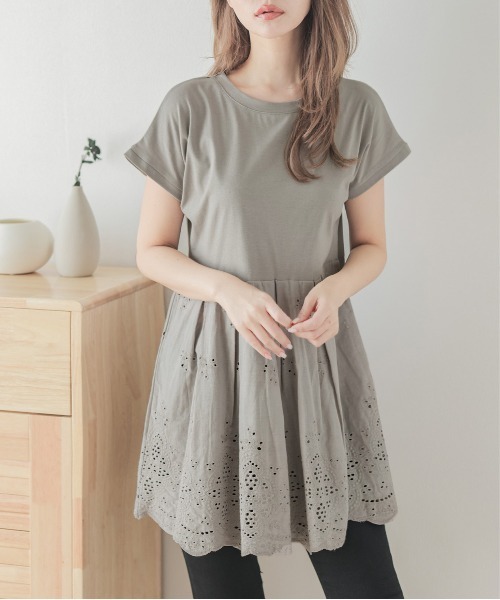 SUGAR BISKET(シュガービスケット)の「カットワークレースプルオーバー(Tシャツ/カットソー・レディース・ホワイト/ブラック/グレー/ピンク・M/L)」の3枚目の写真