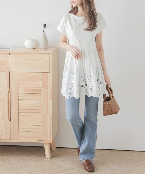 SUGAR BISKET(シュガービスケット)の「カットワークレースプルオーバー(Tシャツ/カットソー・レディース・ホワイト/ブラック/グレー/ピンク・M/L)」の18枚目の写真