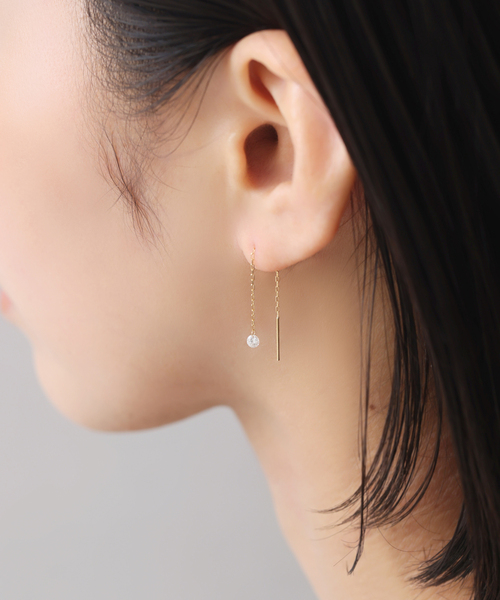 Lilas(リラ)の「ホールダイヤ4cmアメリカンピアス0.16CT K18(両耳)(ピアス(両耳用)・レディース・ゴールド・FREE)」の9枚目の写真