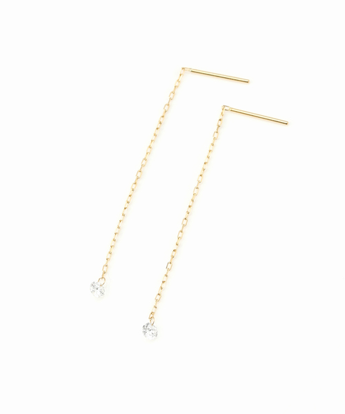 Lilas(リラ)の「ホールダイヤ4cmアメリカンピアス0.16CT K18(両耳)(ピアス(両耳用)・レディース・ゴールド・FREE)」の2枚目の写真