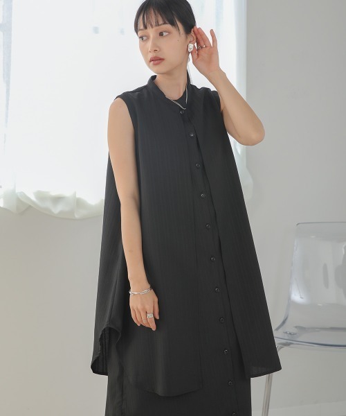 Bab(バブ)の「レイヤード風ストライプワンピース(ワンピース・レディース・ベージュ/ブルー/ブラック・M)」の18枚目の写真