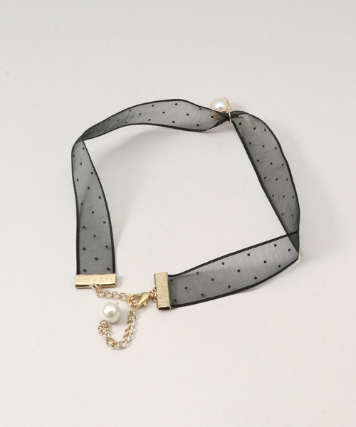 U by SPICK&SPAN（ユーバイスピックアンドスパン）の「チョーカー(A) (Sheerdot)（ネックレス・レディース・ブラック・FREE）」の2枚目の写真