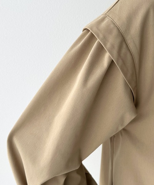 classicalelf（クラシカルエルフ）の「Aラインシルエットでお洒落＆上級見え。タックロングコート（トレンチコート・レディース・グレイッシュベージュ/ベージュ・LARGE/MEDIUM/SMALL/X-LARGE）」の19枚目の写真