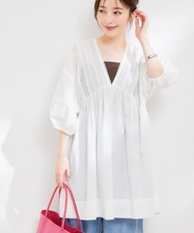 VIS | 【洗える】コットンレースチュニックブラウス(シャツ/ブラウス)