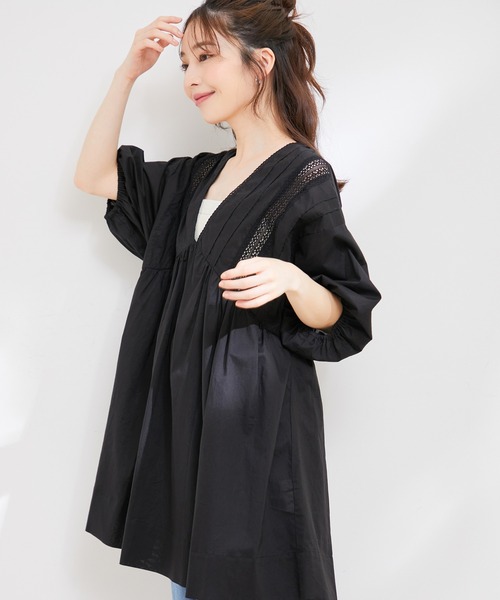 VIS(ビス)の「【洗える】コットンレースチュニックブラウス(シャツ/ブラウス・レディース・ホワイト/ブラック/イエロー系その他・FREE)」の16枚目の写真