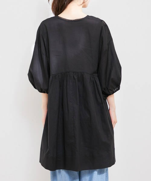 VIS(ビス)の「【洗える】コットンレースチュニックブラウス(シャツ/ブラウス・レディース・ホワイト/ブラック/イエロー系その他・FREE)」の8枚目の写真