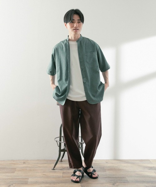 ITEMS URBANRESEARCH（アイテムズ アーバンリサーチ）の「イージーケア バンドカラー半袖シャツ（シャツ/ブラウス・メンズ・ブルー/ライトグレー/グリーン/イエロー・MEDIUM/LARGE）」の22枚目の写真