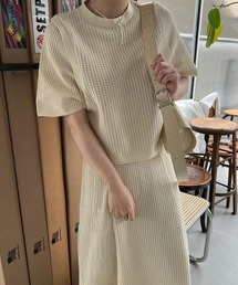 WILLFULLY | eyelet pattern half sleeve aerial knit(ニット/セーター)