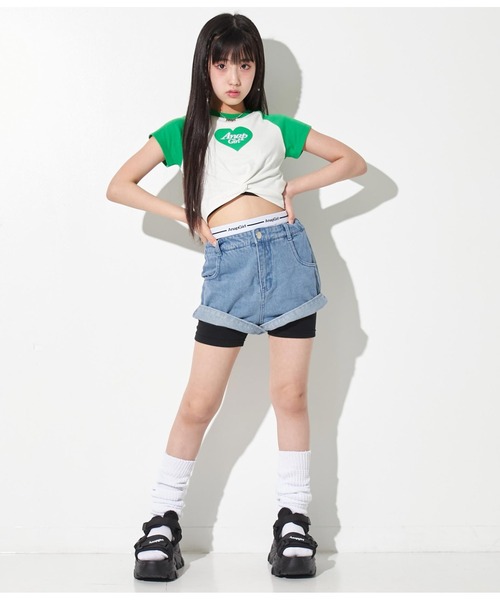 ANAP GｉRL（アナップガール）の「ロゴ3分丈レギンス（レギンス/スパッツ・キッズ・ブラック・S/XS/M）」の9枚目の写真