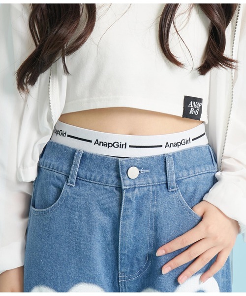 ANAP GｉRL（アナップガール）の「ロゴ3分丈レギンス（レギンス/スパッツ・キッズ・ブラック・S/XS/M）」の6枚目の写真