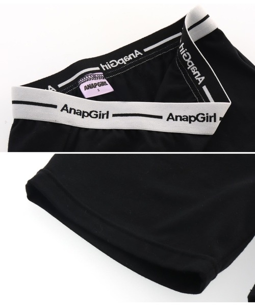 ANAP GｉRL（アナップガール）の「ロゴ3分丈レギンス（レギンス/スパッツ・キッズ・ブラック・S/XS/M）」の2枚目の写真