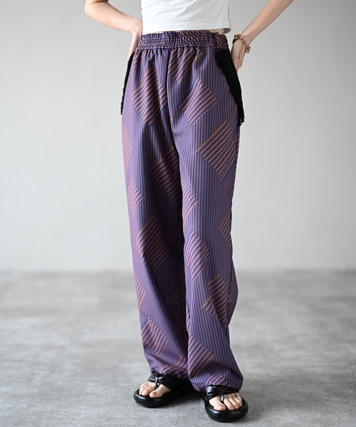 HERENCIA（ヘレンチア）の「ポケットフリンジ ジオメトリック ストライプ イージーパンツ（その他パンツ・レディース・ブラウン系その他/ブラック系その他/ブルー系その他・FREE）」の6枚目の写真