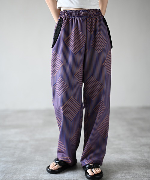 HERENCIA（ヘレンチア）の「ポケットフリンジ ジオメトリック ストライプ イージーパンツ（その他パンツ・レディース・ブラウン系その他/ブラック系その他/ブルー系その他・FREE）」の9枚目の写真