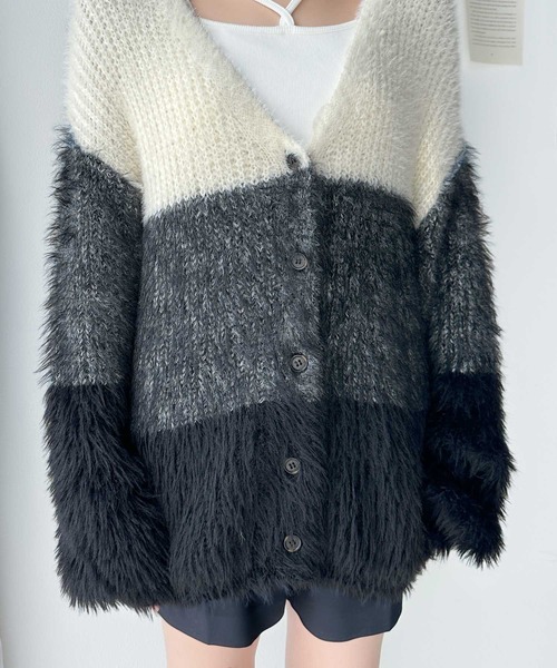 希少 美品 サカイ シャギー フライフロント グラデーション カーディガン 希少 美品 サカイ シャギー フライフロント グラデーション